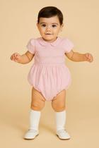 Romper De Linho Bebê Casinha de Abelha Flores Papilloo