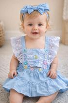 Romper Infantil Borboleta Jardim Renda Delicado Romper Infantil Borboleta Jardim Renda Delicado