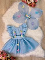Romper Infantil Jardim Encantado Borboletas Azul Bebê com Asa - 2 Peças Romper Infantil Jardim Encantado Borboletas Azul Bebê com Asa - 2 Peças