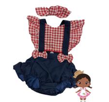 Romper Junino Xadrez Vermelho