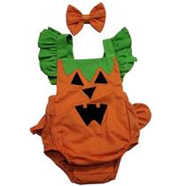 Romper Luxo Halloween Abobora Menina