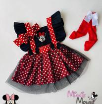 Romper luxo Minnie vermelha, ideal para aniversário ou mesversários.Tamanho 6 a 12 meses