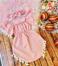 Romper Pompom Rosa para Bebê - Tamanho M-G (4 a 10 meses) Romper Pompom Rosa para Bebê - Tamanho M-G (4 a 10 meses)