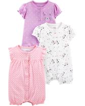 Romper Simple Joys da Carter's Baby Girls, pacote com 3, 0 a 3 meses Romper Simple Joys da Carter's Baby Girls, pacote com 3, 0 a 3 meses