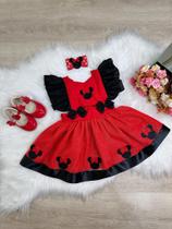 Romper/vestido da Minnie Vermelha Com Laço e Saia Glitter Luxo Tam único