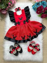 Romper/vestido Minnie/minie Vermelho_1 A 2 Anos
