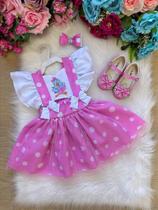Romper/Vestido Princesa Belli Galinha Pintadinha Rosa - Tecido 100% Poliéster Romper/Vestido Princesa Belli Galinha Pintadinha Rosa - Tecido 100% Poliéster