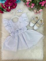 Romper/Vestido Princesa Belli Jardim Branco luxo Romper/Vestido Princesa Belli Jardim Branco luxo
