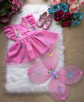 Romper/Vestido Princesa Belli Jardim Encantado Rosa para Crianças de 03 Meses a 2 Anos