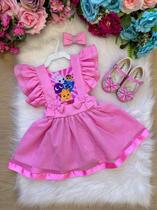 Romper/Vestido Princesa Belli Pão de Queijo -Fofos Rosa Luxo