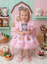 Romper/Vestido Princesa Belli Temático Fazendinha para Crianças de 03 Meses a 2 Anos Romper/Vestido Princesa Belli Temático Fazendinha para Crianças de 03 Meses a 2 Anos