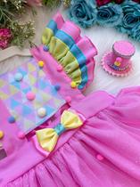 Romper/Vestido Princesa Circo -Doces -Doceria - Candy Rosa