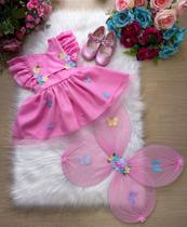 Romper/Vestido Princesa Fadas Jardim Encantado Rosa