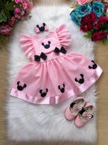 Romper/Vestido Princesa Minnie/Minie Rosa luxo