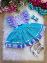 Romper Vestido Princesa Sereia Fundo do Mar Lilas luxo