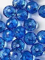 Rondela Cristal Acrílico/ Azul Royal Transparente 8mm aprox.200 peças 50g