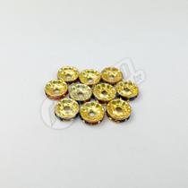 Rondela de Strass Acrilico 10mm Dourado + Colorido Escuro C/ 10 unidades Rondela de Strass Acrilico 10mm Dourado + Colorido Escuro C/ 10 unidades