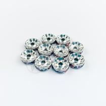 Rondela de Strass Acrilico 10mm Prata + Colorido C/ 10 unidades