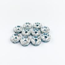 Rondela de Strass Acrilico 10mm Prata Niquel C/ 10 unidades