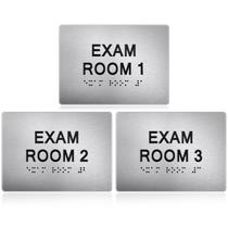 Room Sign Yaocom Exam 5x7cm com números em Braille 1-3 prateado/preto Room Sign Yaocom Exam 5x7cm com números em Braille 1-3 prateado/preto