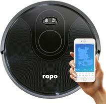 Ropo Glass 3 - Aspirador de Pó Robô, Automático 3 em 1 Varre, Aspira, Passa Pano, Bateria Recarregável, Bivolt, Preto
