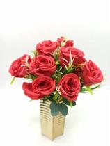 Rosa Artificial Buque Com 5 Flores Azul Tiffany Vermelho Salmão Branco Rosa para Decoração
