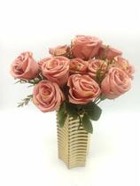 Rosa Artificial Buque Com 5 Flores Azul Tiffany Vermelho Salmão Branco Rosa para Decoração - PW OUTLET