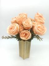 Rosa Artificial Buque Com 5 Flores Azul Tiffany Vermelho Salmão Branco Rosa para Decoração - PW OUTLET
