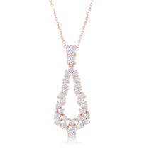 Rosa de prata esterlina GP Open Pear em forma de CZ Statement Neckla