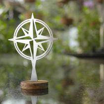 Rosa dos Ventos para Decoração Apoio Inox - Madeira Teca Rosa dos Ventos para Decoração Apoio Inox - Madeira Teca