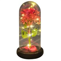 Rosa em Cupula Flor Redoma c/ Led Domo Bela e a Fera Grande Rosa em Cupula Flor Redoma c/ Led Domo Bela e a Fera Grande