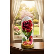 Rosa Encantada Bela Fera 20cm Cúpula Ouro Velho Magia Rosa Encantada Bela Fera 20cm Cúpula Ouro Velho Magia