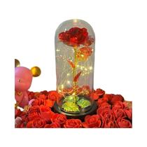 Rosa Eterna Com Luz LED, Flor Artificial De Vidro Para Presentes De Aniversário E Natal Para