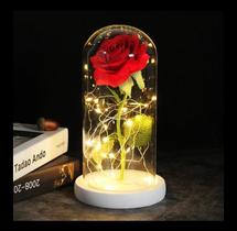 Rosa Eterna Iluminada Cúpula Em Vidro Flor Artificial Presente Dia dos Namorados