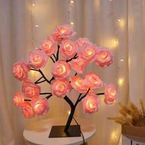 Rosa Flor Árvore 24led Usb Candeeiro De Mesa Luz Da Noite Decoração De Natal Para Crianças Quarto
