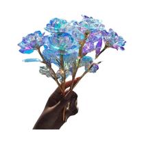 Rosa Galáxia Com Folha De Ouro, Flor Artificial Luminosa, Conjunto De 10 Peças Para Presentes Do Dia