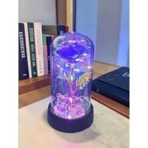 Rosa Metalizada com Ursinho Na Cúpula Led Luminária Redoma Rosa Metalizada com Ursinho Na Cúpula Led Luminária Redoma