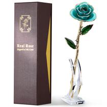 Rosa real mergulhada em ouro 24K, Eco Space, azul turquesa