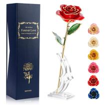 Rosa real preservada mergulhada em ouro 24k, agradável de presente