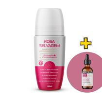 Rosa Selvagem Desodorante Rollon Antitranspirante Clareador Manchas Escuras Axila Controle Odor 85ml + Tônico Capilar