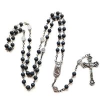 Rosary Beads Colar Longo com Jesus Cristo Crucifixo Cruz Igreja Católica Oração Pendente Festa Presente para Homens Mulheres