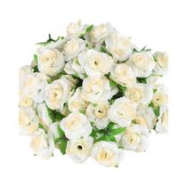 Rosas Artificiais De Seda Creme 50/100 Peças Para Buquê De Casamento, Presente DIY, Decoração De