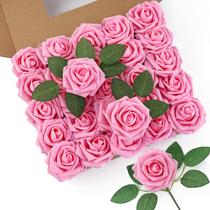 Rosas artificiais DuHouse, 50 unidades falsas com caules, espuma de toque real