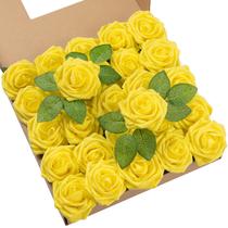 Rosas artificiais DuHouse Fake Real Touch Foam x25 amarelas