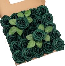 Rosas artificiais DuHouse Rosas falsas com caules 50 unidades Hunt Green