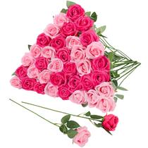 Rosas artificiais Hoemwarm 36 unidades rosa, rosa quente com caules longos