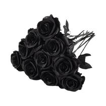 Rosas Artificiais Pretas De Haste Longa Para Decoração De Halloween, Casa, Casamento E Mesa De Festa
