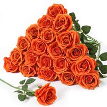 Rosas artificiais Serwalin, 20 peças, laranja grande, 10 cm, veludo Rosas artificiais Serwalin, 20 peças, laranja grande, 10 cm, veludo
