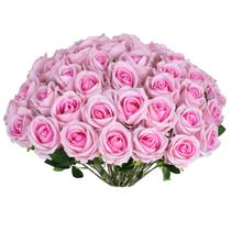 Rosas cor-de-rosa artificiais, 30 peças de flores artificiais de seda Jefuzh Rosas cor-de-rosa artificiais, 30 peças de flores artificiais de seda Jefuzh