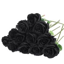 Rosas pretas artificiais Felice Arts, pacote com 12 hastes de seda, 25 cm Rosas pretas artificiais Felice Arts, pacote com 12 hastes de seda, 25 cm